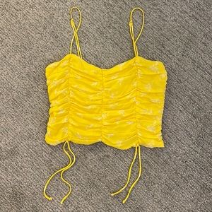 Skylar + Madison strappy bright yellow floral tank.